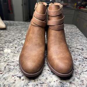 Dream Pairs Chicago-03 Women's Brown Vegan Leather Block Heel Ankle Booties